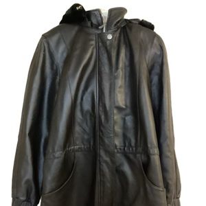Bernardo leather jacket full zip hoodie